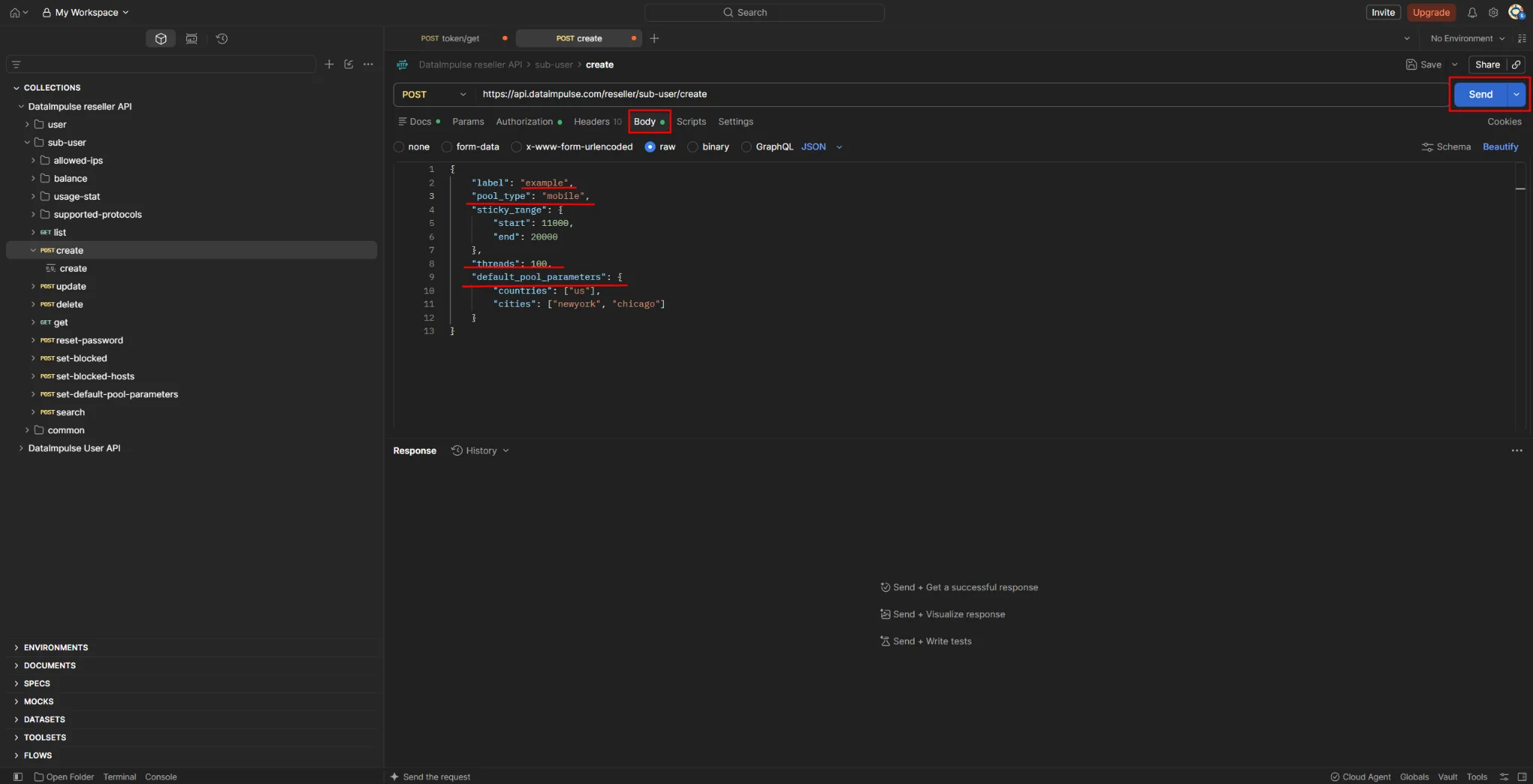 Pool parameter postman