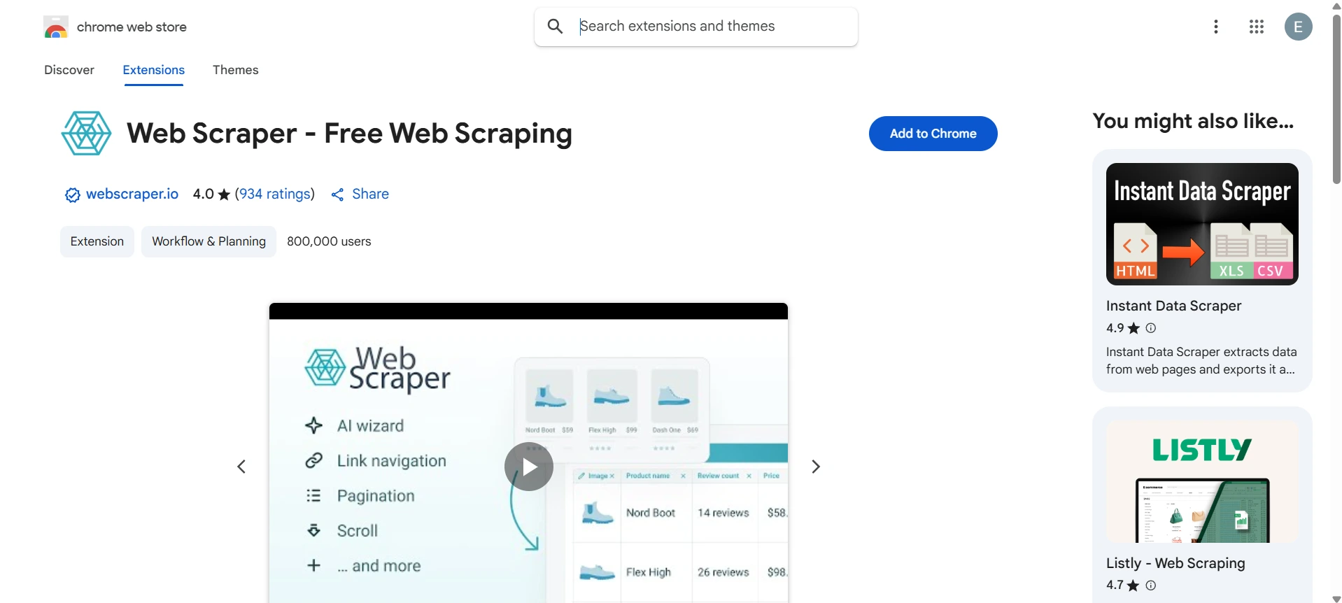 Web scraper extension integration guide
