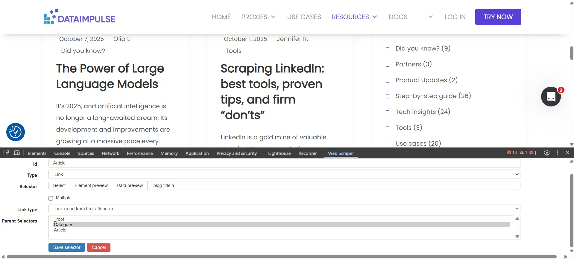 Web scraper extension integration guide