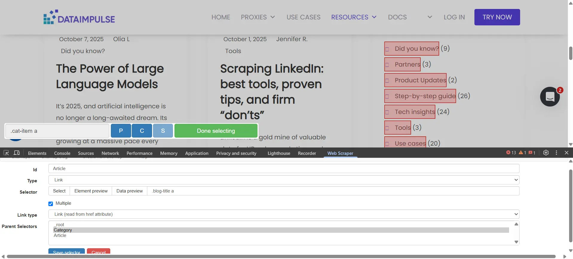 Web scraper extension integration guide