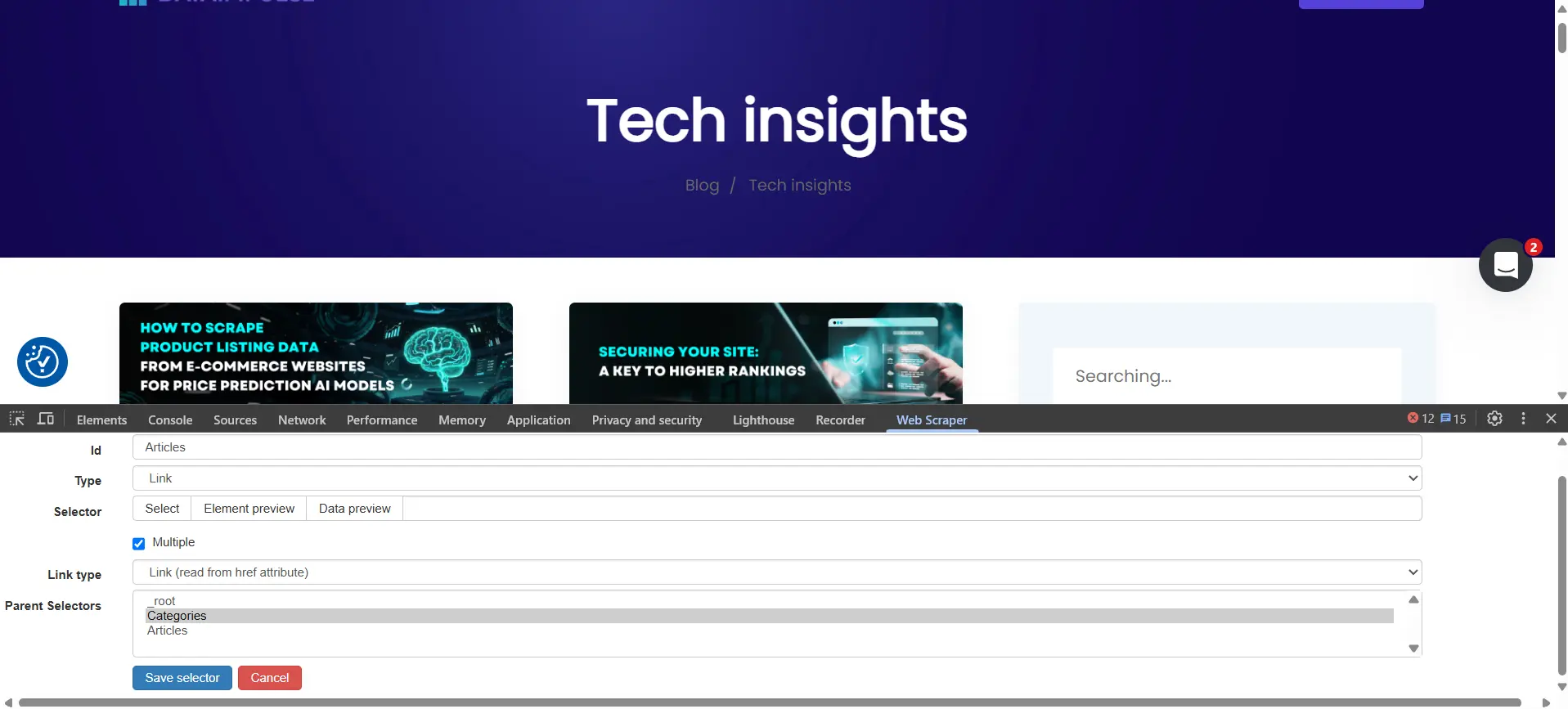 Web scraper extension integration guide