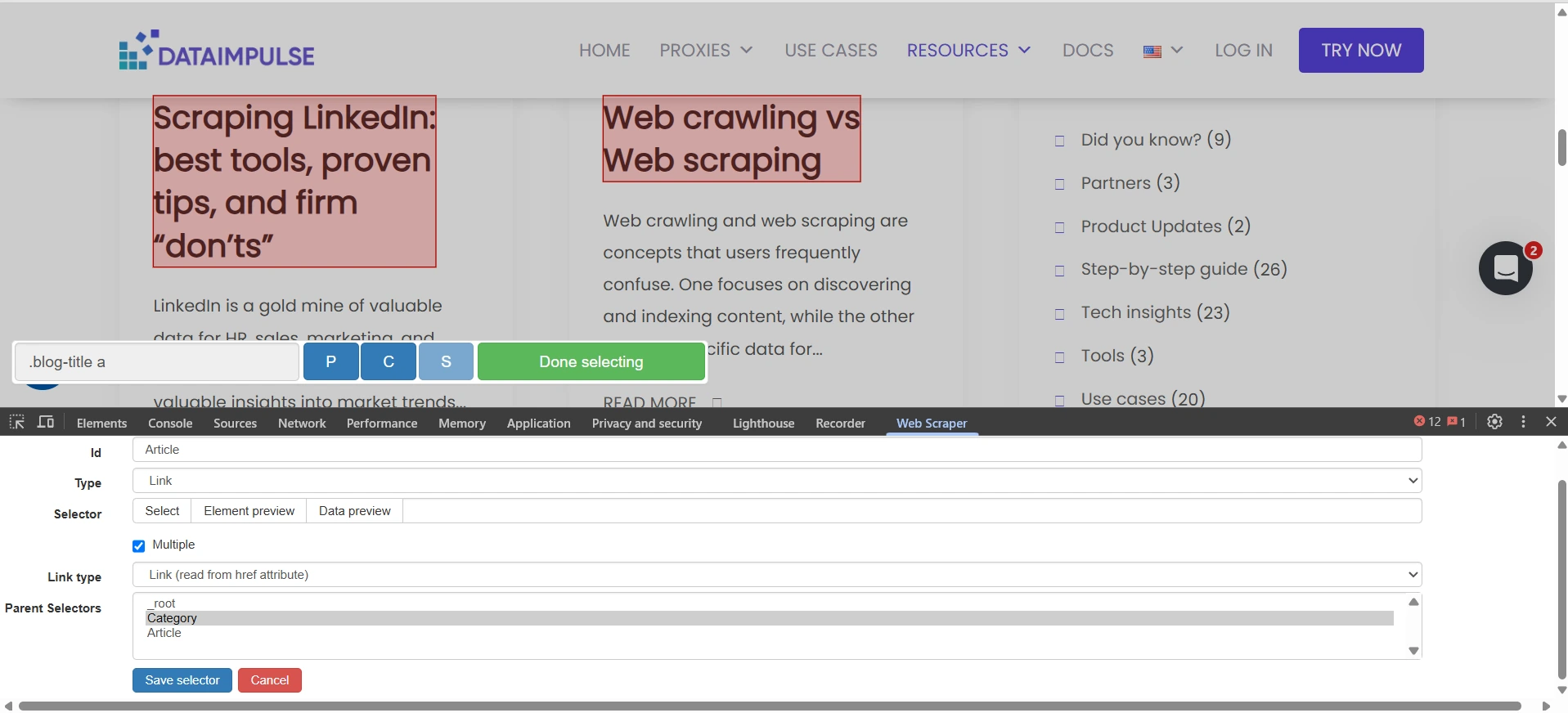 Web scraper extension integration guide