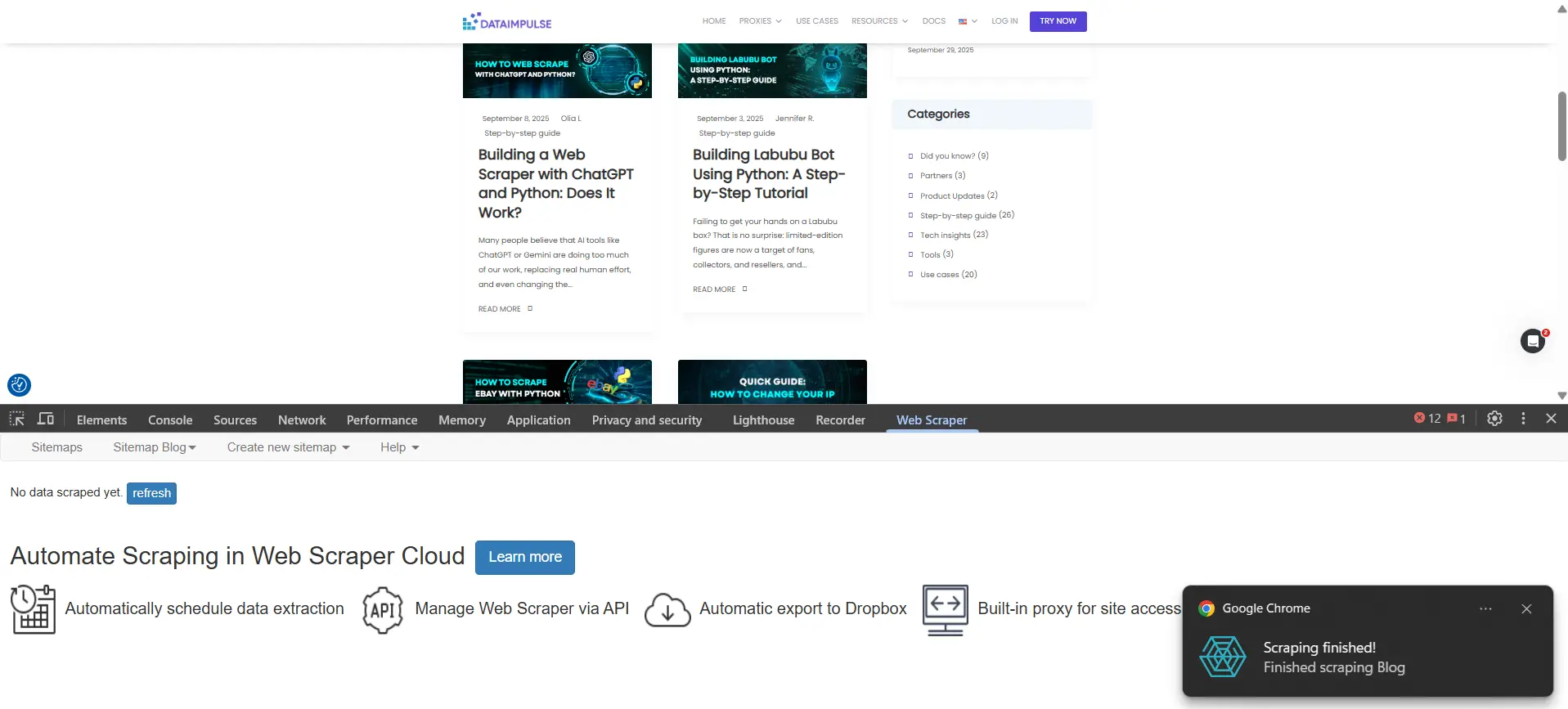 Web scraper extension integration guide