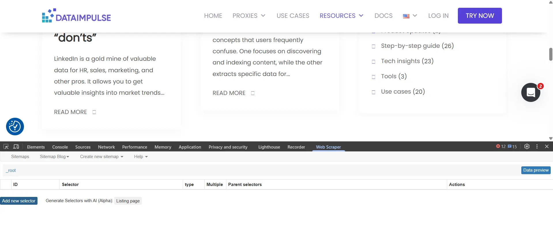 Web scraper extension integration guide