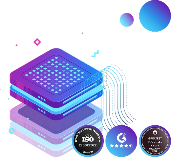 main-trust-img Proxy server illustration with security certification badges