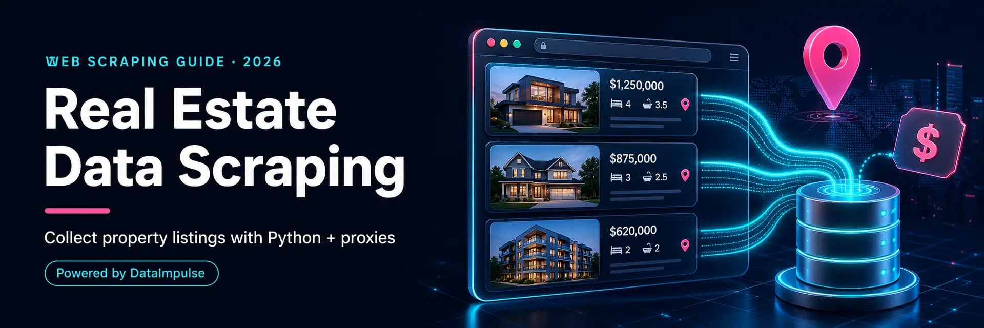 Real estate data scraping - collect property listings with Python and proxies - DataImpulse