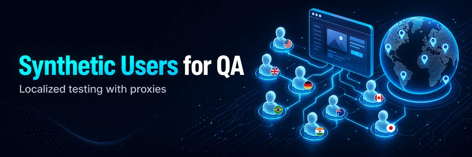 Synthetic users for QA testing localized sites with rotating proxies